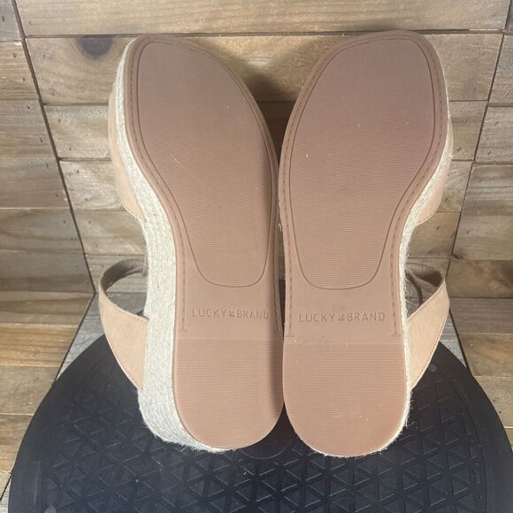 Lucky Brand Womens Size US 6.5M Valki T-Strap Espadrille Tan Platform Sandals - Picture 9 of 10